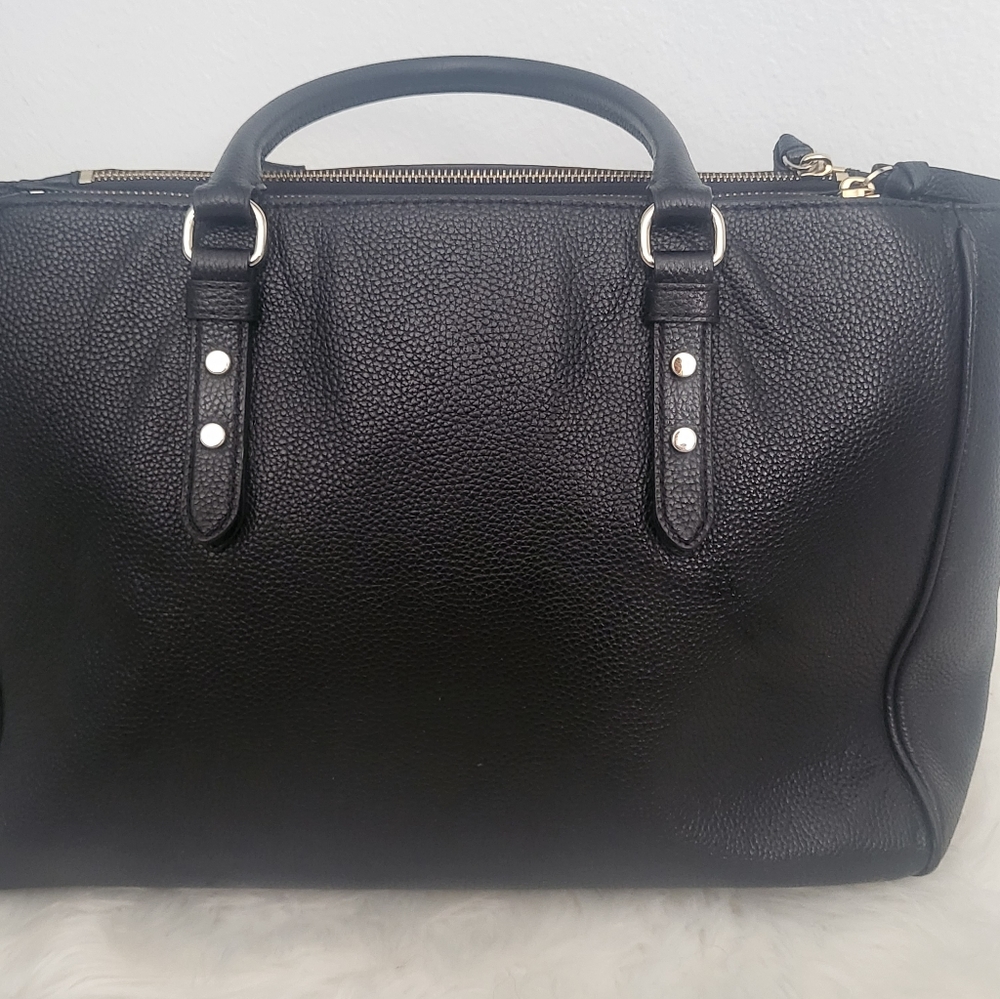 Kate Spade Black Leather Leighann Satchel / Tote Handbag (Mulberry Street) - Picture 2 of 14